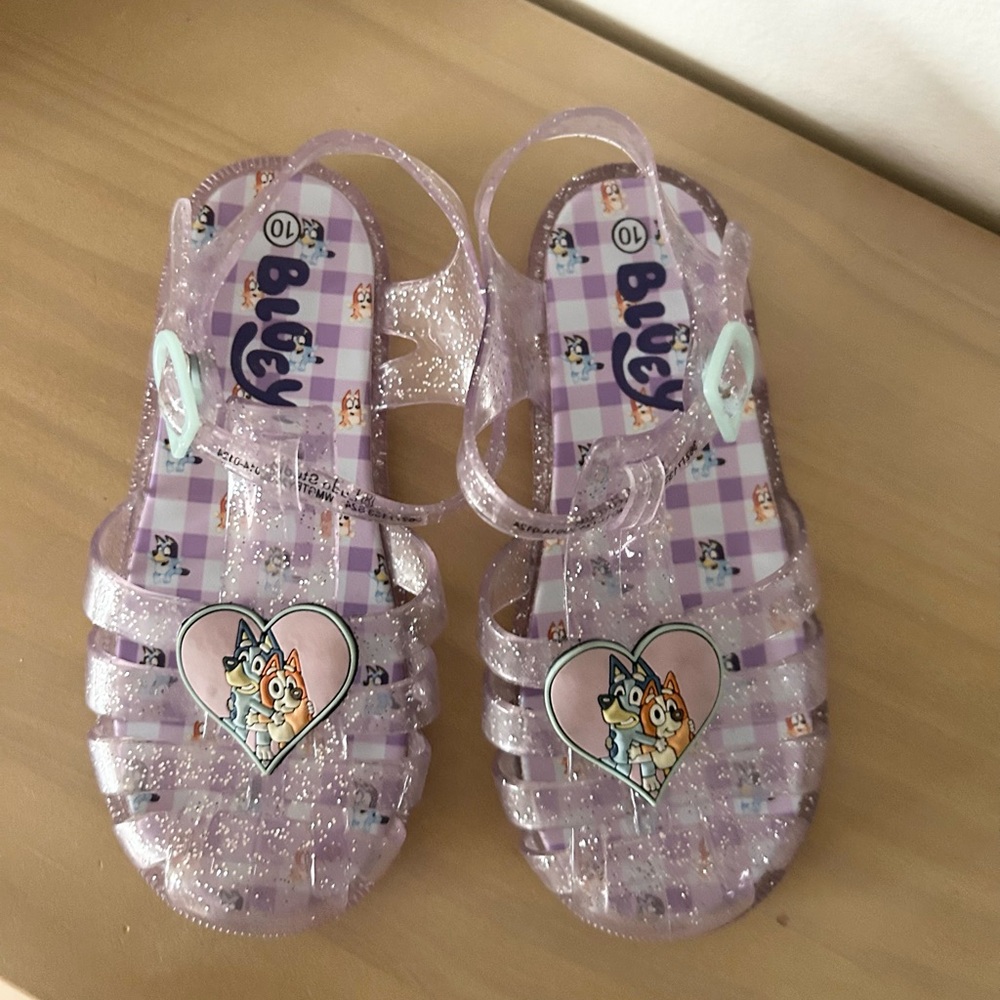 Bluey Glittery Jelly Fisherman Sandals Lavender Glitter Kids Sandals Size 10
